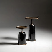 Altai Side Table by Noto Atelier, antique gold bronze black marble