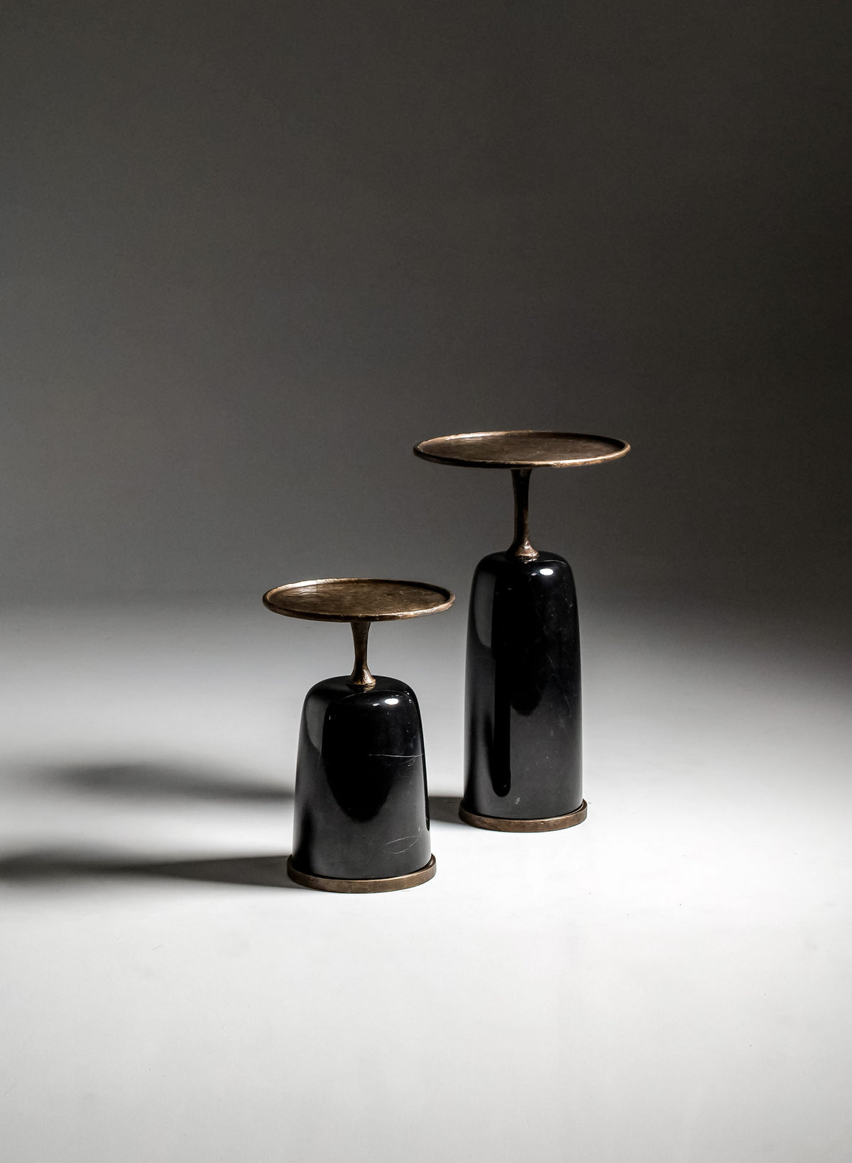 Altai Side Table by Noto Atelier, antique gold bronze black marble