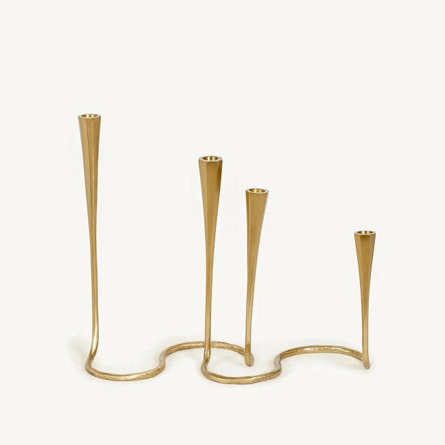 Daisy Candle Stand by Noto Atelier, old gold bronze