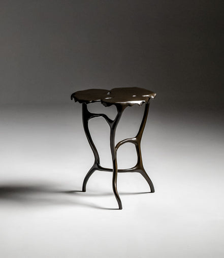 Dali Side Table by Noto Atelier, dark verdigris bronze