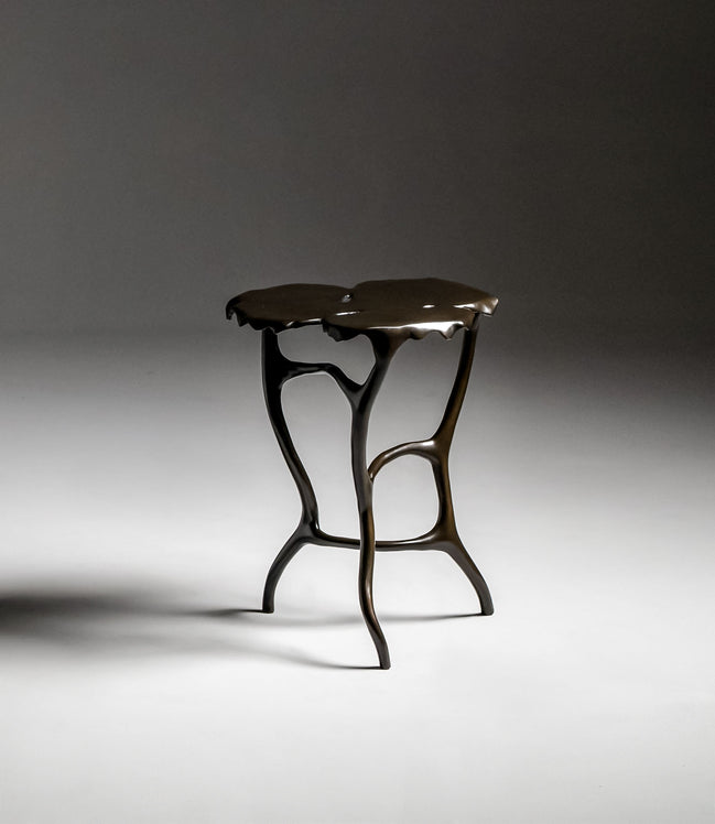 Dali Side Table by Noto Atelier, dark verdigris bronze