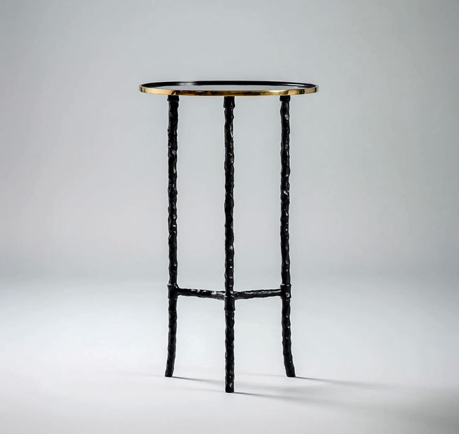 Giacco Side Table by Noto Atelier, dark bronze with polished gold trim