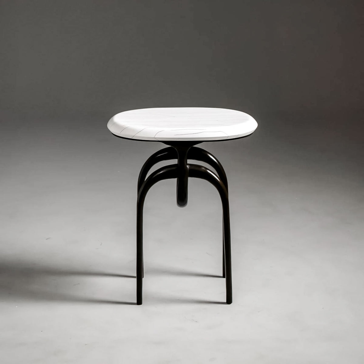 Lennon Side Table by Noto Atelier, flaxen bronze chablis parchment
