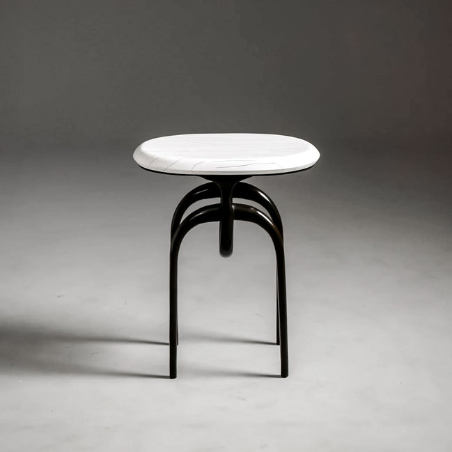 Lennon Side Table by Noto Atelier, flaxen bronze chablis parchment