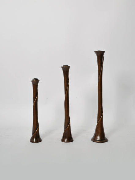 Liz Candle Stand, set of three in antique bronze