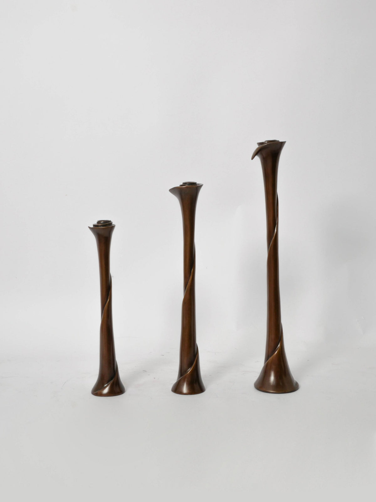 Liz Candle Stand, set of three in antique bronze