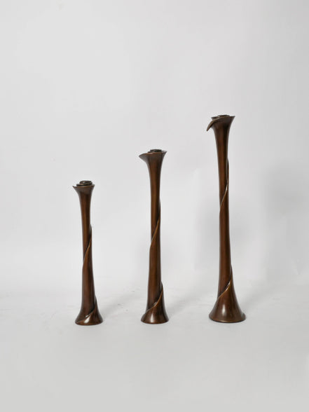 Liz Candle Stand, set of three in antique bronze