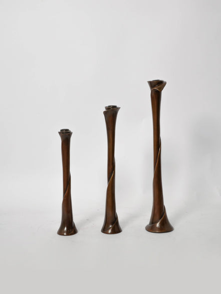 Liz Candle Stand, set of three in antique bronze