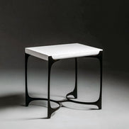 Nella Side Table by Noto Atelier, antique bronze, ivory gesso