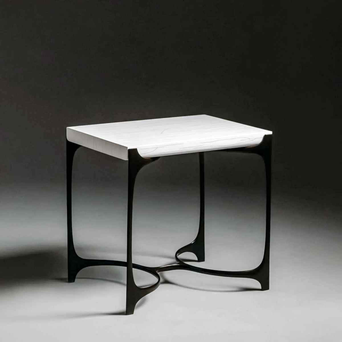 Nella Side Table by Noto Atelier, antique bronze, ivory gesso