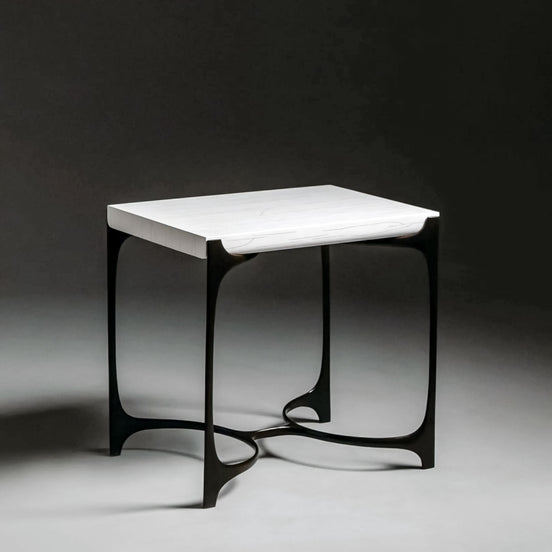 Nella Side Table by Noto Atelier, antique bronze, ivory gesso