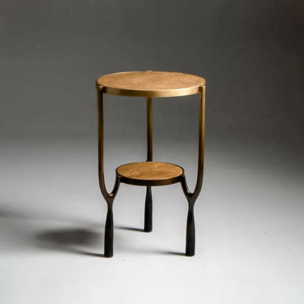 Tassel Side Table by Noto Atelier, flaxen bronze antique gold gesso